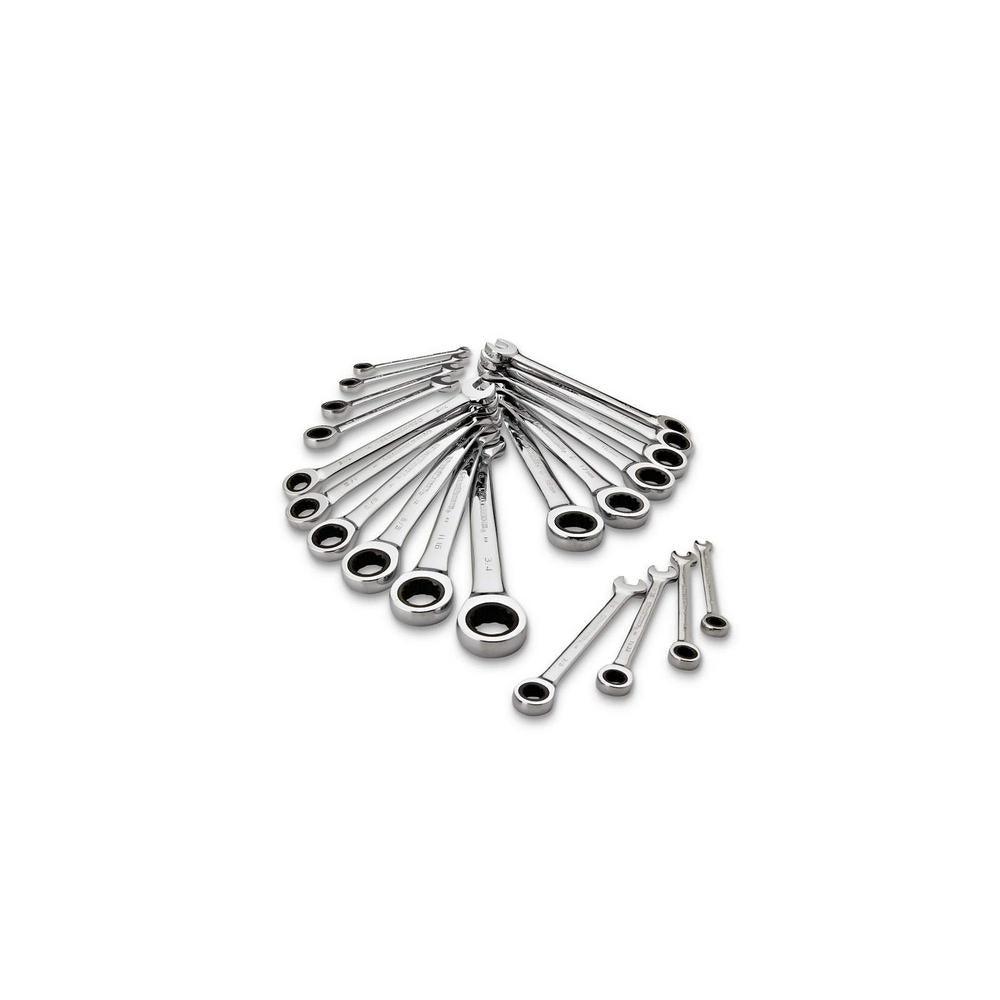 SAE/Metric Combination Ratcheting Wrench Set (20-Piece) - Super Arbor