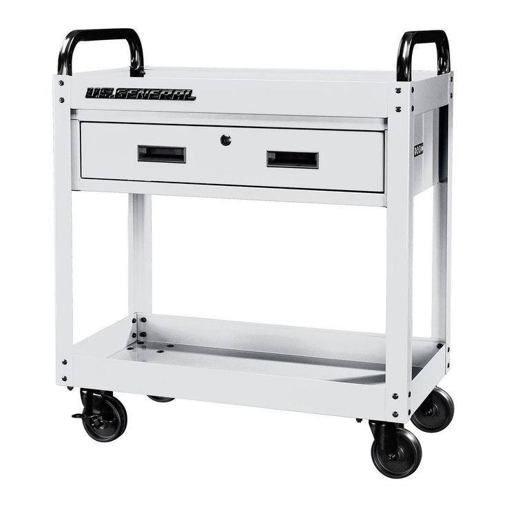 U.S. GENERAL 30 in. Service Cart with Drawer, White