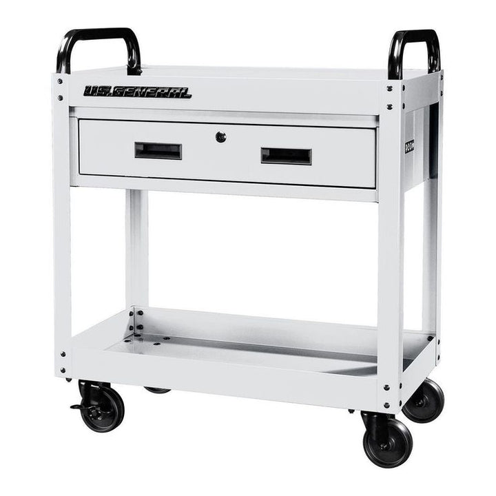 U.S. GENERAL 30 in. Service Cart with Drawer, White