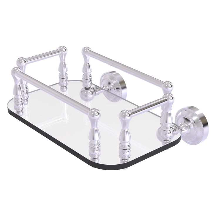 Allied Brass Dottingham Collection Wall Mounted Glass Guest Towel Tray in Matte Black