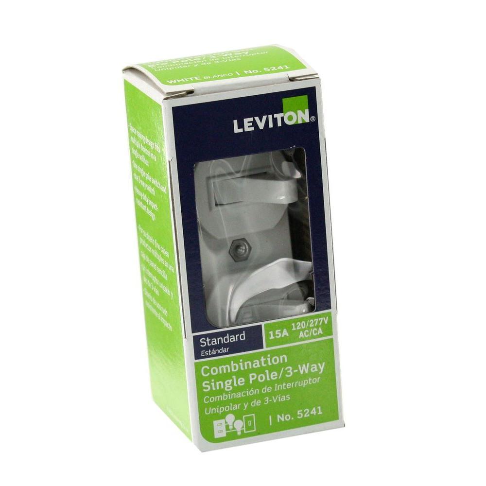 15 Amp Duplex Style Single-Pole / 3-Way AC Combination Toggle Light Switch, White - Super Arbor