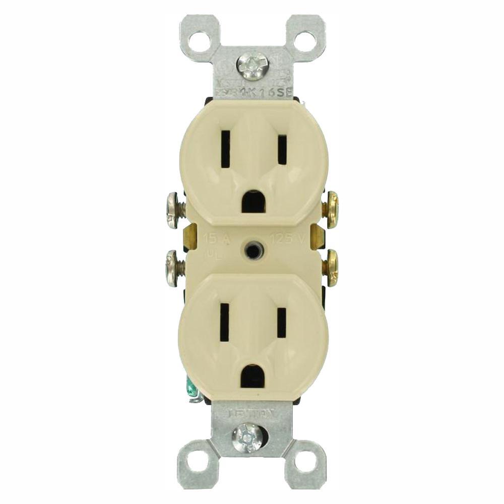15 Amp Residential Grade Grounding Duplex Outlet, White - Super Arbor