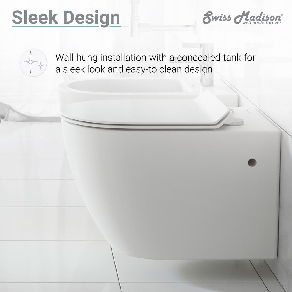 St. Tropez Wall Hung Toilet Bowl 0.8/1.28 GPF Dual Flush Elongated in White - Super Arbor