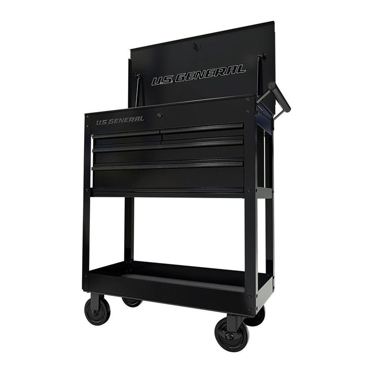 30 in. 4 Drawer Black Tech Cart