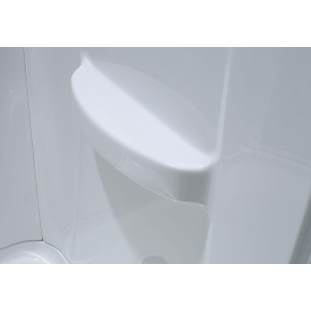 Breeze 36 in. L x 36 in. W x 76 in. H Corner Shower Kit with Frosted Glass, Shower Base and Wall in White - Super Arbor