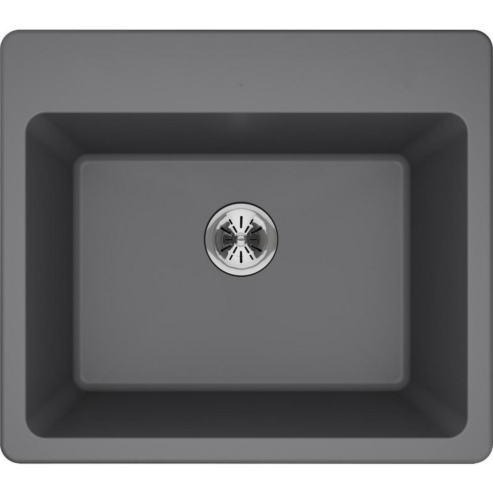 Quartz Classic Perfect Drain Drop-In 25 in. Laundry Sink in White - Super Arbor