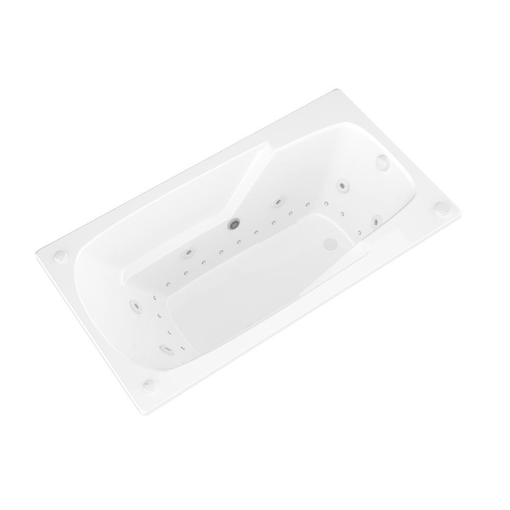 Coral Diamond Series 6 ft. Left Drain Rectangular Drop-in Whirlpool and Air Bath Tub in White - Super Arbor
