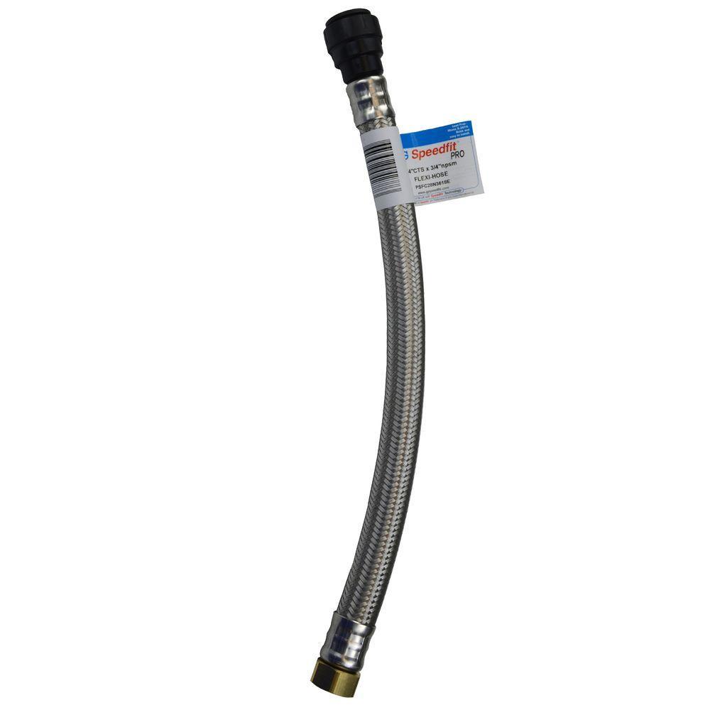 3/4 in. x 18 in. Stainless Steel Push-Fit x Female Pipe Thread Flexi Hose Water Supply Connector - Super Arbor