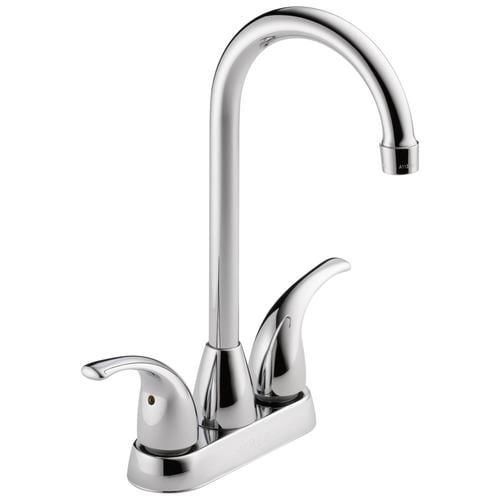 Peerless Chrome 2-Handle Deck-Mount High-Arc Handle Kitchen Faucet (Deck Plate Included)
