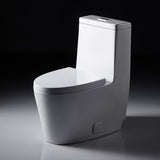 Double flush toilet 1-piece 1.28 GPF white flush toilet, Elongated toilet with seat - Super Arbor