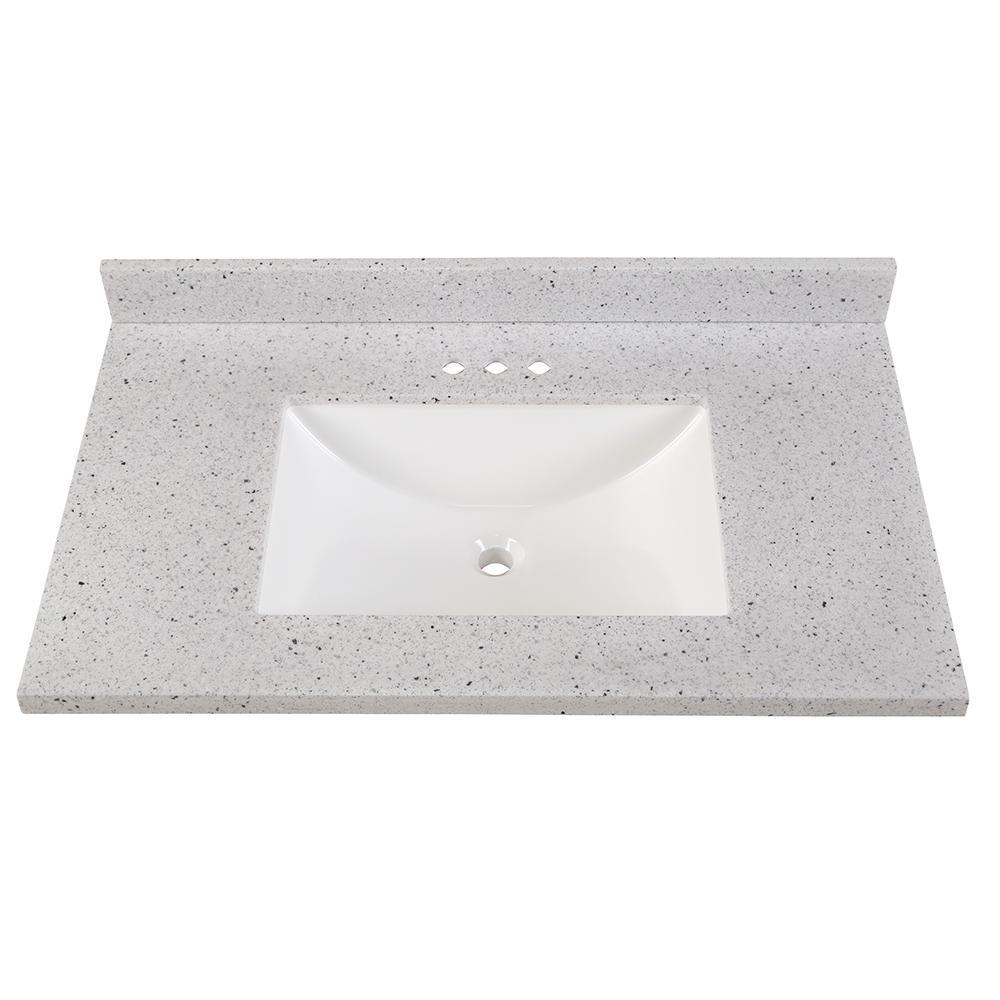 37 in. W x 22 in. D Stone Effects Vanity Top in Cold Fusion with White Sink - Super Arbor