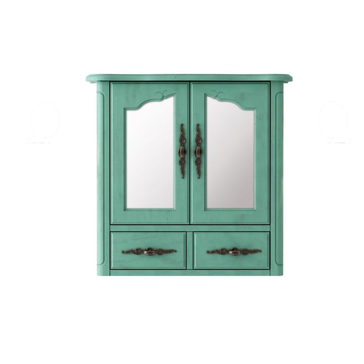 23.82 in. W x 22.28 in. H Framed Rectangular Beveled Edge Bathroom Vanity Mirror in Blue