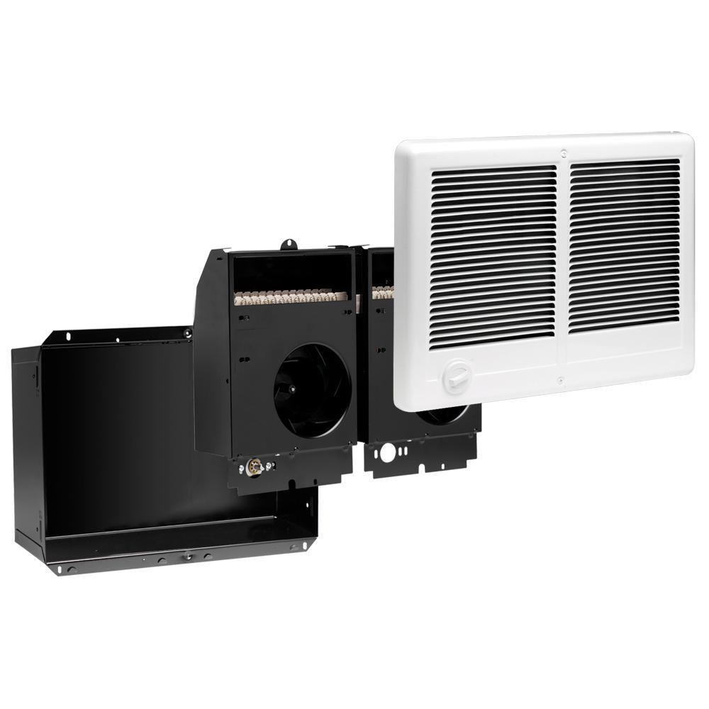 Com-Pak Twin 4,000-Watt 240-Volt Fan-Forced In-Wall Electric Heater in White - Super Arbor