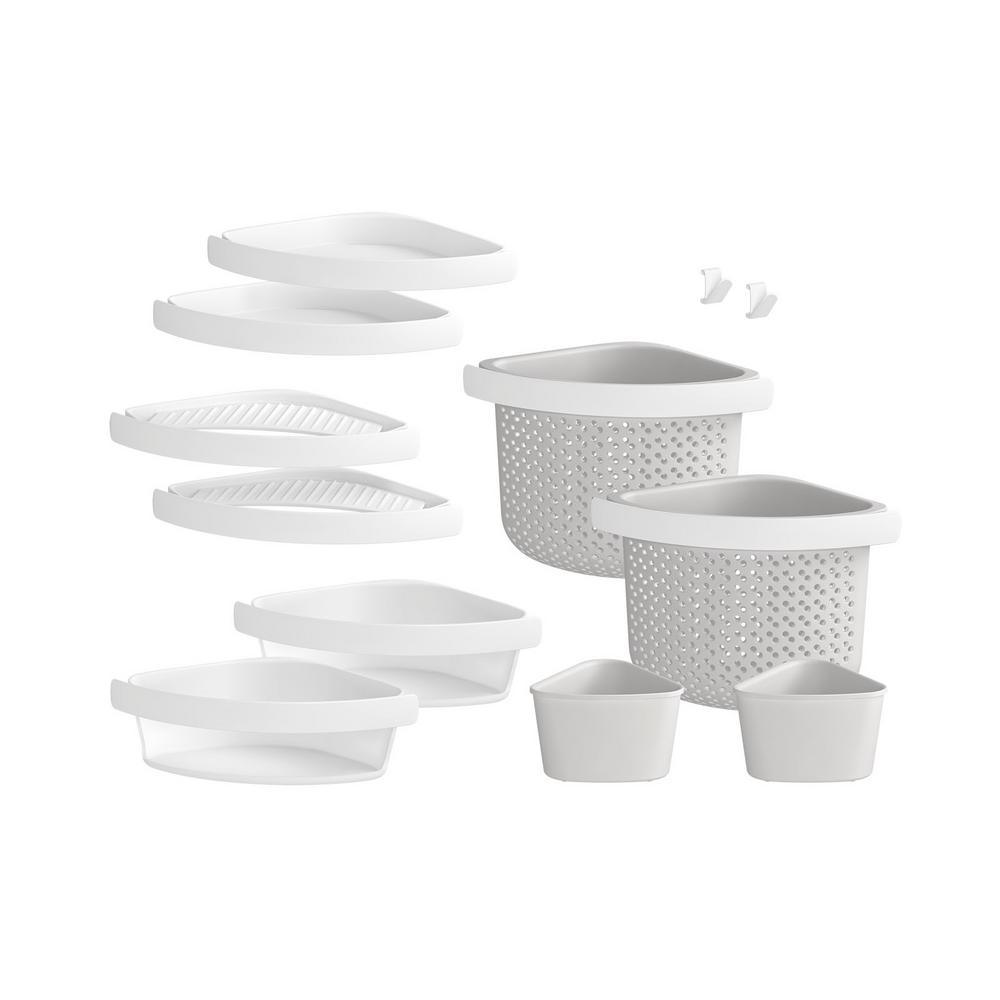 STORE+ 30 in. x 60 in. Single Threshold Left-Hand Shower Base with Shower Walls and 12-Piece Accessory Kit in White - Super Arbor