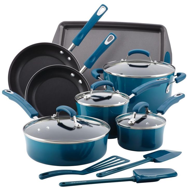 Classic Brights 14-Piece Aluminum Nonstick Cookware Set in Cranberry Red Gradient