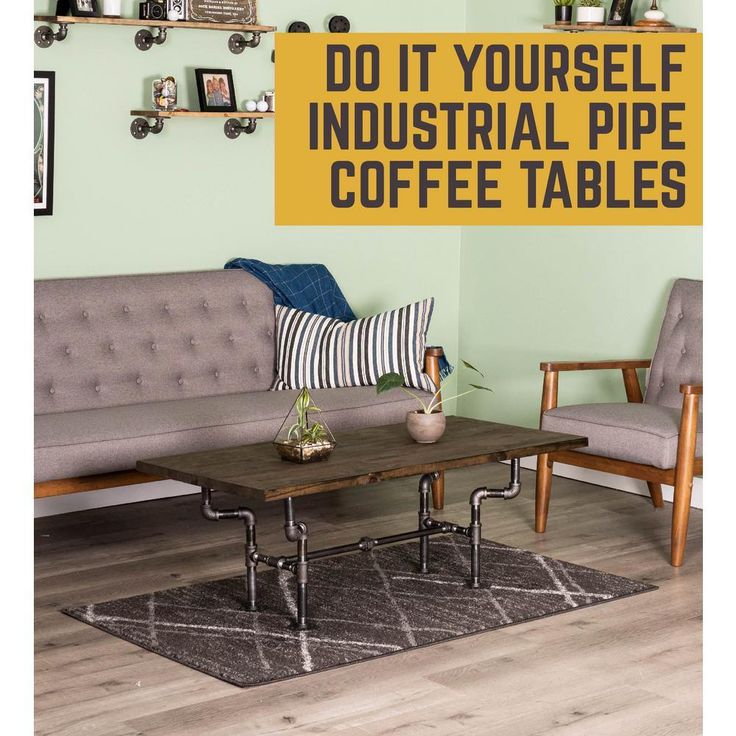 3/4 in. x 3.5 ft. L x 16.75 in. H Black Steel Pipe Streetlights Design Coffee Table Kit