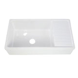 Quatro Alcove Reversible Series Farmhaus Farmhouse Apron Front Fireclay 36 in. Single Bowl Kitchen Sink in White