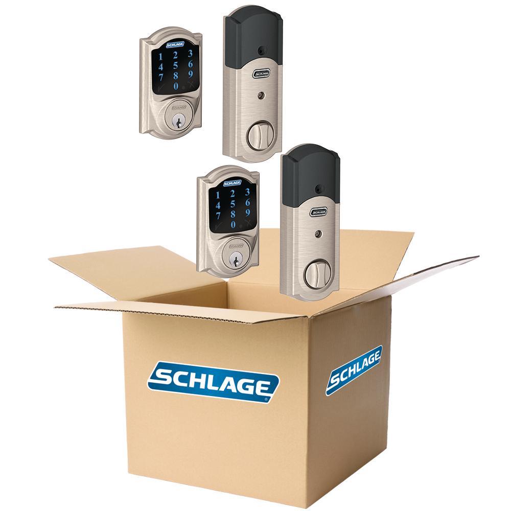 Camelot Satin Nickel Connect Smart Door Lock with Alarm (2-Pack) - Super Arbor