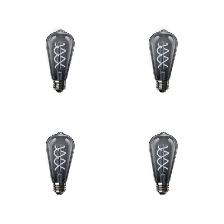 Feit Electric 40-Watt Equivalent ST19 Dimmable LED Smoke Glass Vintage Edison Light Bulb With Spiral Filament Daylight (4-Pack)