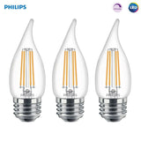 Philips 60-Watt Equivalent B11 Dimmable Edison Glass LED Candle Light Bulb Bent Tip Medium Base Soft White (2700K) (3-Pack)