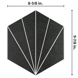 Merola Tile Aster Hex Nero Encaustic 8-5/8 in. x 9-7/8 in. Porcelain Floor and Wall Tile (11.56 sq. ft. / case)