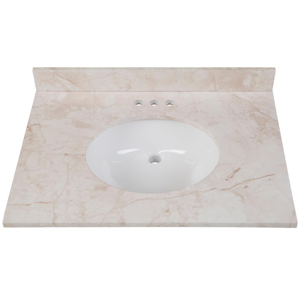 31 in. x 22 in. Stone Effects Vanity Top in Cascade with White Sink - Super Arbor