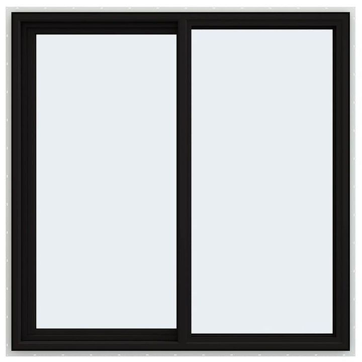JELD-WEN FiniShield V-4500 59-1/2-in x 47-1/2-in x 3-in Jamb Left-operable Vinyl Black Sliding Window Full Screen Included