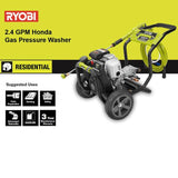 RYOBI 3,300 PSI 2.4 GPM Honda Gas Pressure Washer with 15 in. Surface Cleaner