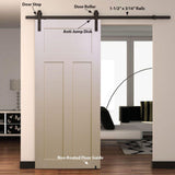 78 in. Black Solid Steel Rolling Barn Door Hardware Kit for Single Wood Doors with Non-Routed Adjustable Floor Guides - Super Arbor
