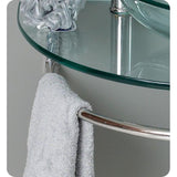 Fresca Attrazione Vessel Sink in Frosted Glass with Stand in Chrome and Frosted Edge Mirror
