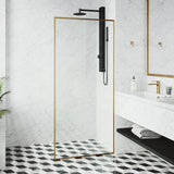 33 in. x 73 in. Frameless Fixed Shower Screen in Matte Black - Super Arbor