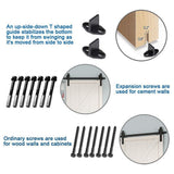 12 ft./144 in. Black Steel Straight Strap Sliding Barn Door Track and Hardware Kit for Double Doors with Floor Guide - Super Arbor