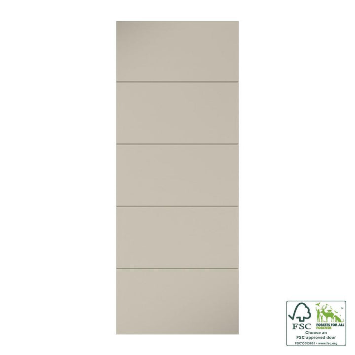 30 in. x 80 in. x 1-3/8 in. Contemporary U-Grooved Design (Atlanta) White Primed Core Flush Wood Interior Slab Door - Super Arbor