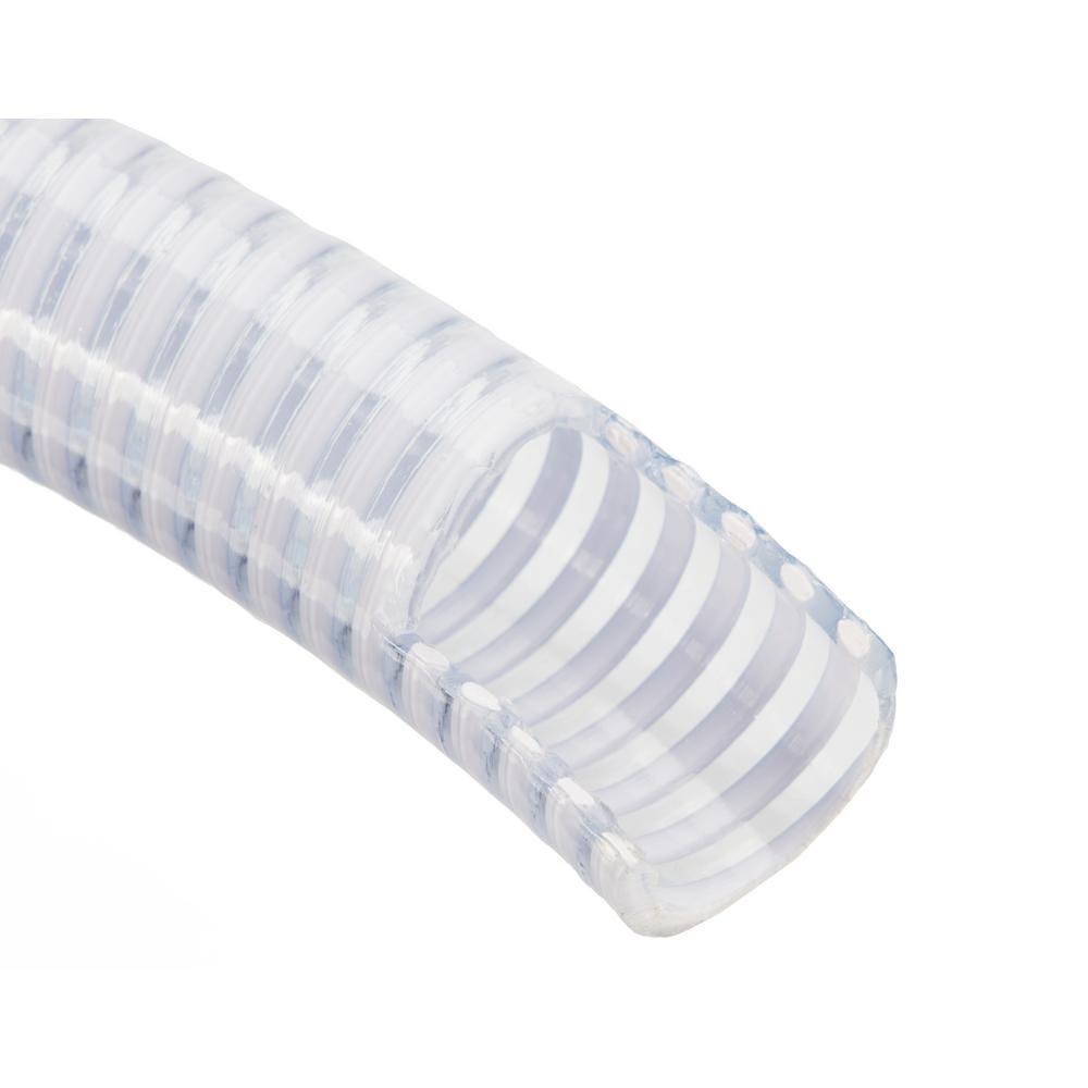 3/4 in. Dia x 25 ft. Clear Flexible PVC Suction and Discharge Hose with White Reinforced Helix - Super Arbor