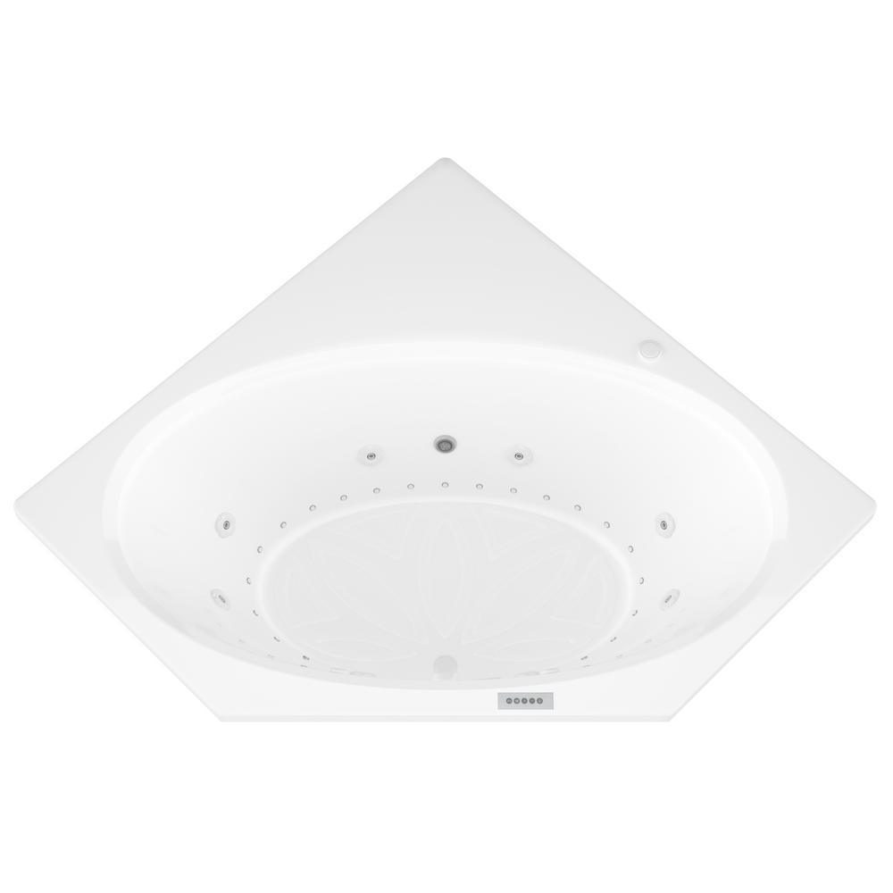Mali 5 ft. Acrylic Corner Drop-in Air and Whirlpool Bathtub in White - Super Arbor