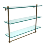 22 in. L  x 18 in. H  x 5 in. W 3-Tier Clear Glass Bathroom Shelf with Towel Bar in Oil Rubbed Bronze - Super Arbor