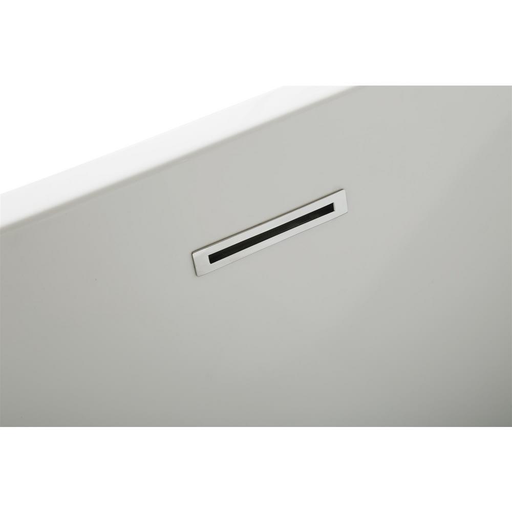 67 in. Acrylic Center Drain Rectangle Flat Bottom Freestanding Bathtub in White - Super Arbor