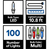 GE StayBright 100-Count Constant Multicolor Mini LED Plug-In Christmas Icicle Lights