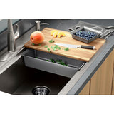 Lyric Dual Mount Workstation Stainless Steel 33 in 4-Hole Single Bowl Kitchen Sink with Integrated Ledge and Accessories - Super Arbor