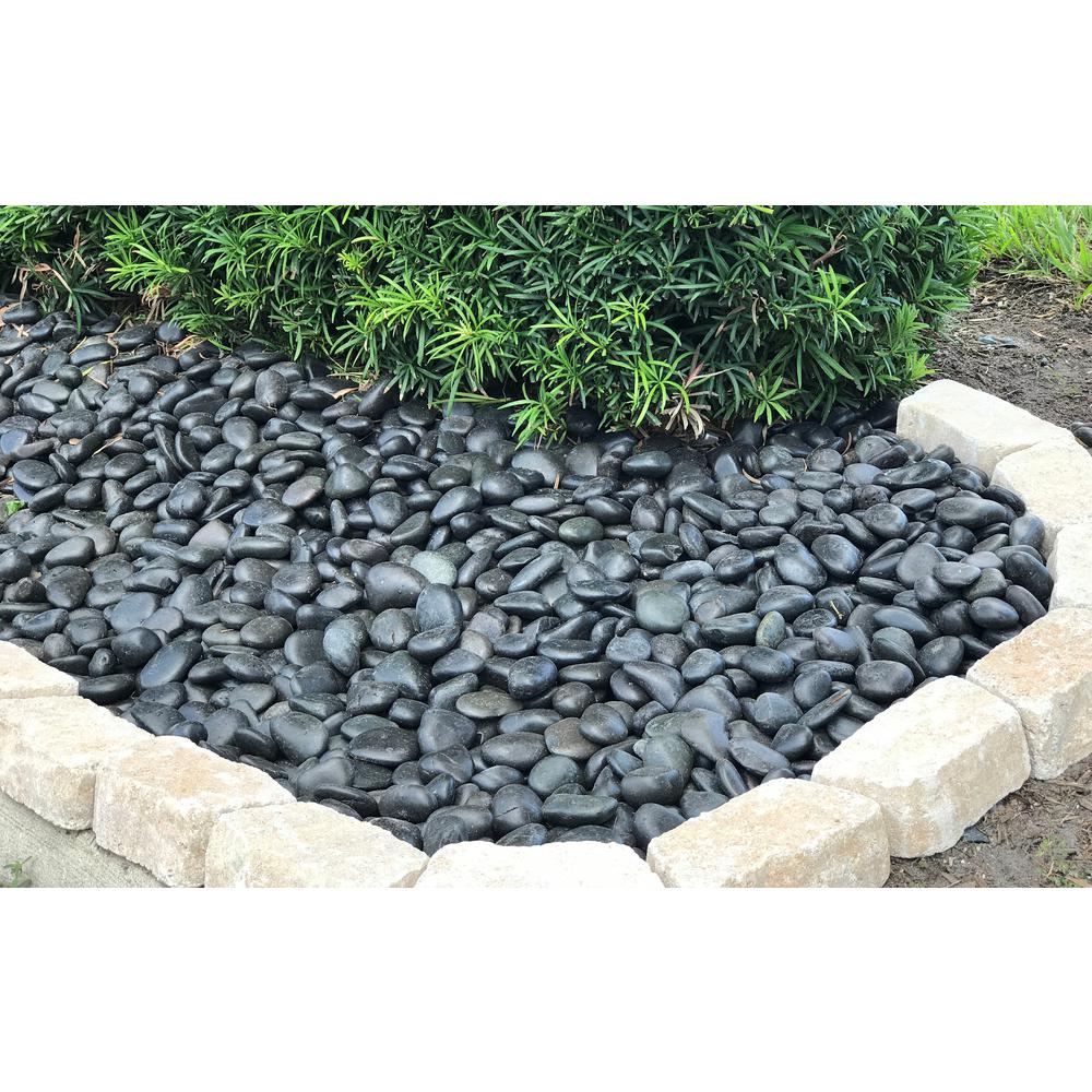 Rain Forest 20 lb. Grade A Black Polished Pebbles 1 in. to 2 in. - Super Arbor