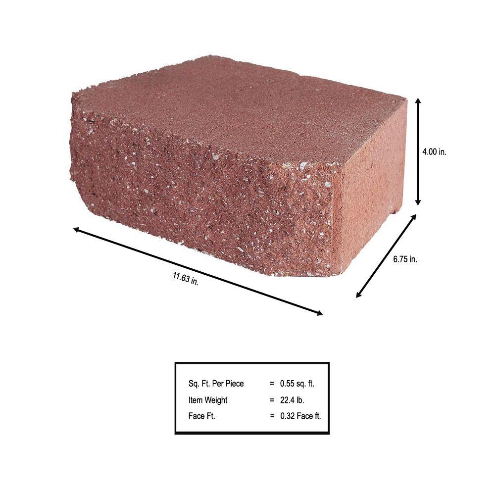 4 in. x 11.75 in. x 6.75 in. River Red Concrete Retaining Wall Block - Super Arbor