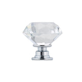 1-3/16 in. (30 mm) Clear, Chrome Contemporary Metal, Crystal and Glass Cabinet Knob - Super Arbor