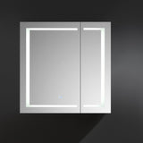 Spazio 36 in. W x 36 in. H Recessed or Surface Mount Medicine Cabinet with LED Lighting and Mirror Defogger - Super Arbor