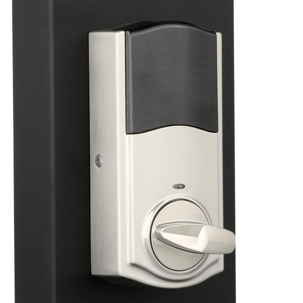 Z-Wave SmartCode Touchscreen Satin Nickel Single Cylinder Electronic Deadbolt featuring Tustin Hall/Closet Lever - Super Arbor