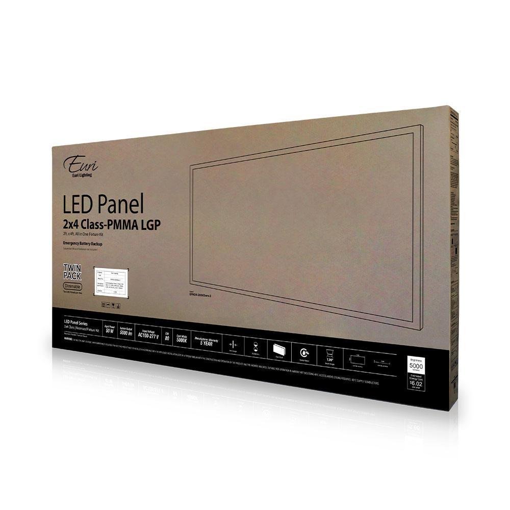 2 ft. x 4 ft. Ceiling LED Flat Panel Light, 5000K, 50-Watt, (2-Pack) - Super Arbor