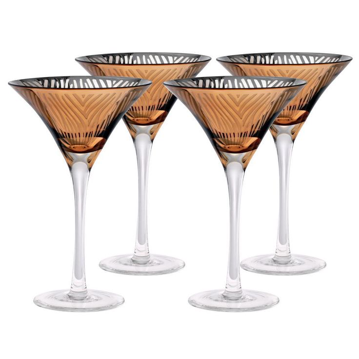 8 oz. Zebra Gold Design Martini Glass (Set of 4)