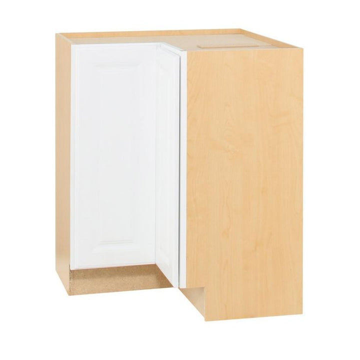 Hampton Assembled 28.5x34.5x16.5 in. Lazy Susan Corner Base Kitchen Cabinet in Satin White
