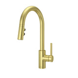 Stellen Single-Handle Pull-Down Sprayer Kitchen Faucet in Brushed Gold - Super Arbor