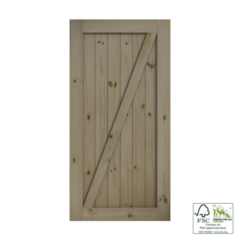 42 in. x 96 in. Z-Shape Knotty Pine Interior Barn Door Slab - Super Arbor