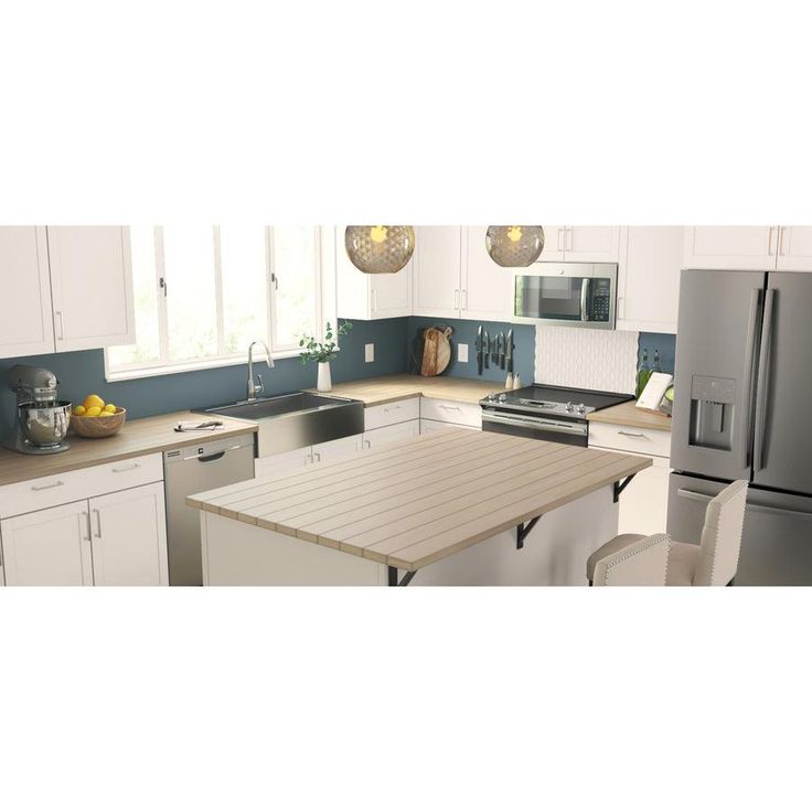 The Baltic Butcher Block Birch 8-ft Natural Straight Butcher Block Birch Kitchen Countertop